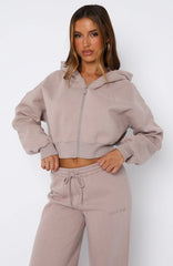 Stay Lifted Cropped Hoodie Cinnamon