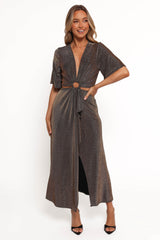 Blanca Cut Out Maxi Dress Black Rose Gold