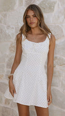 Malina Mini Dress White Polka
