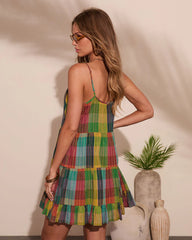 Solivra Shift Cotton Plaid Mini Dress