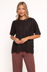Morris Short Sleeve Oversized Sweater Tee Dark Chocolate