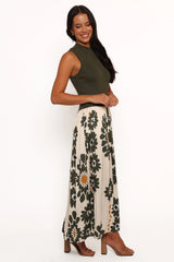 June Midi Dress Cream Olive