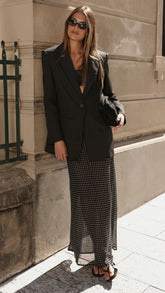 Onella Sheer Maxi Skirt Black White Spot