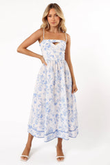 Flora Midi Dress Blue Floral