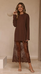Kailey Lace Maxi Dress Brown