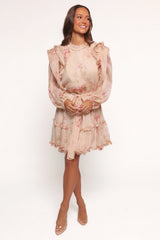 Phaedra Long Sleeve Mini Dress Soft Rose