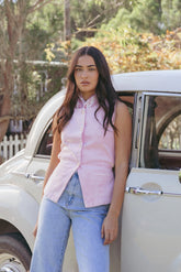 Ailis Denim Vest Top Dusty Pink