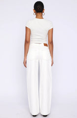 Kendall Mid Rise Wide Leg Jeans Off White