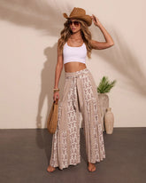 Resort Edit Abstract Print Waist Tie Pants