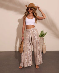 Resort Edit Abstract Print Waist Tie Pants