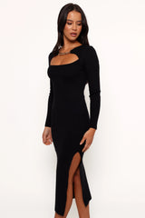 Elissa Long Sleeve Midi Dress Black