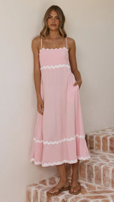 Seraphina Maxi Dress Pink White