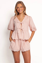 Zarie Scalloped Short Set Light Pink