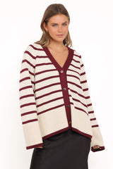 Aydee Cardigan Cherry Stripe