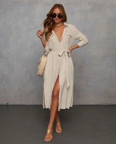 Calm Coast Striped Button Down Shirt Dress