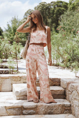 Brayden Wide Leg Linen Pant Pink Floral