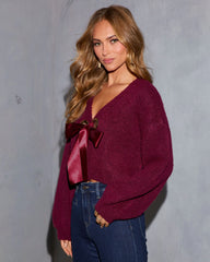 Lolie Satin Front Tie Cardigan