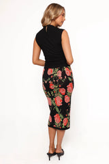 Reeva Knit Skirt Black Floral