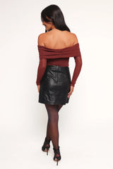 Raya Off Shoulder Top Merlot