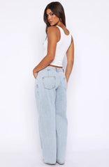 Day At A Time Low Rise Wide Leg Jeans Mid Blue