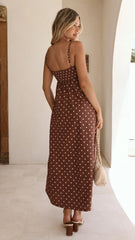 Elie Maxi Dress Chocolate Cream Polka Dot