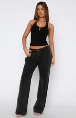 Not Over It Yet Halter Top Black