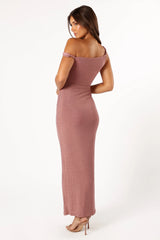 Sebastian Off Shoulder Maxi Dress Dusty Rose