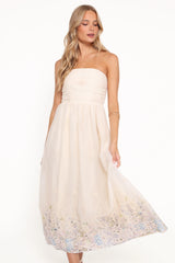 Kayt Strapless Dress Embroidered Floral