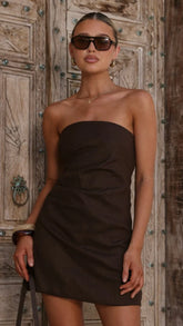Dana Strapless Mini Dress Chocolate