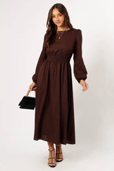Roman Long Sleeve Maxi Dress Brown