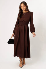 Roman Long Sleeve Maxi Dress Brown