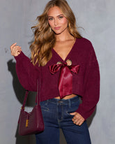 Lolie Satin Front Tie Cardigan