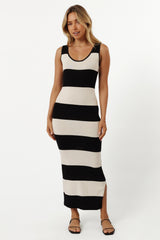 Bridget Midi Dress Cream Black Stripe