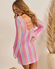 Coastal Market Crochet Cover Up Mini Dress
