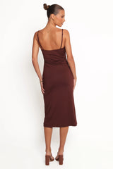 Ashy Midi Dress Brown