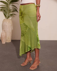 Rooted Grace Tropical Floral Mesh Maxi Skirt