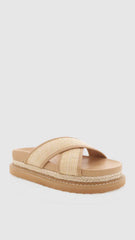 Aysha Slides Natural Raffia Clay