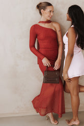 Hollie Mesh Skirt Set Red Polka Dot