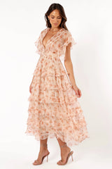 Wendi Ruffle Dress Dark Peach Floral