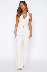 I Dont Compete Straight Leg Pants White