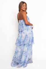 Bloom Strapless Maxi Dress Blue