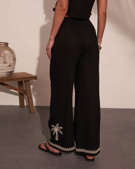 Cabana Coast Embroidered Palm Wide Leg Pants