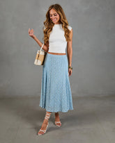 Refined Style Smocked Floral Lace Midi Skirt