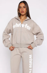 From The Archives Kenzie Boxy Zip Front Hoodie Moon