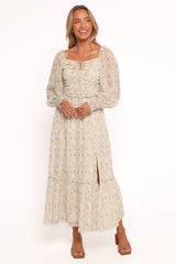 Keziah Long Sleeve Maxi Dress Yellow Floral