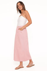Dana Denim Midi Skirt Dusty Pink