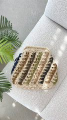 Eadie Crochet Weave Framed Clutch Multi Natural