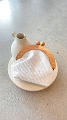Etta Tweed Timber Frame Clutch White