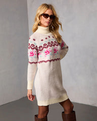 Frost Meadow Abstract Mini Sweater Dress