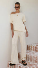 Cascadia Off Shoulder T Shirt Cream